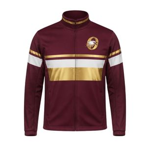 <b>Men</b> Maroon Gold Hockey Sports <b>Jacket</b> Polyester Athletic Training Wear Team Uniform Outdoor Sports Apparel Performance <b>Jacket</b> - Product Image 1
