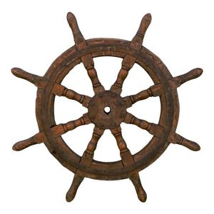 Wooden <b>Ship</b> <b>Wheel</b> Ocean Mariners Ornament Designed to Elevate Beach Inspired Decorating with Timeless Coastal Sophistication - Product Image 2