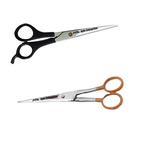 Coffret de 2 ciseaux de coiffure Barber & Beauty Salon, noir et marron, multi-usages, essentiels, par Apto Enterprises - Product Image 1