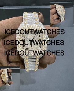 Montre-bracelet de luxe en moissanite VVS avec cadran Moyen-Orient, bijoux raffinés, montre automatique Hip Hop Bust Down pour hommes - Product Image 1