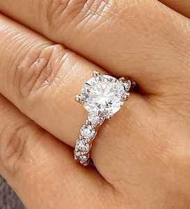 Anillo de lujo con diamante natural de corte redondo de 1.00 quilates, certificado por GIA, oro sólido de 18 quilates, regalo de propuesta de matrimonio para novias - Product Image 2