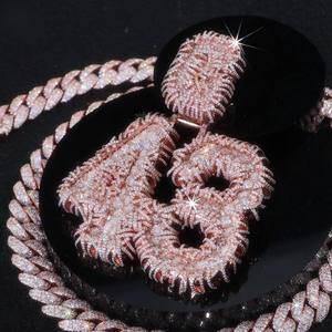 New Design GRA Hip Hop Jewelry 925 Sterling Silver VVS Round Moissanite Letter 48 Pendant for Cuban Chains - Product Image 1