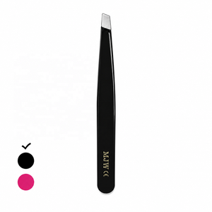 Pinzas para Cejas Negras MJW de Acero Inoxidable con Punta Inclinada de Precisión, Herramienta de Belleza para Depilación de Cejas - Product Image 2