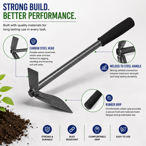 Bêche en acier au carbone avec manche en acier soudé et poignée en caoutchouc pour le jardinage, le désherbage, le labourage et les travaux agricoles - Product Image 5