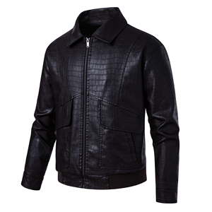 Veste en cuir fine classique pour homme, col chemise, fermeture éclair intégrale, pour usage quotidien, vêtement d'extérieur tendance, qualité supérieure, fabrication sur mesure - Product Image 1
