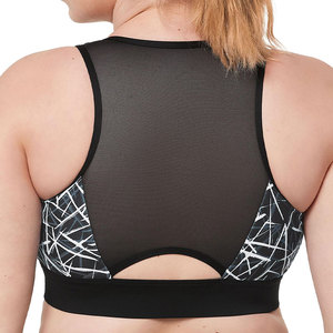 Plus Size High Support Print Lace Racerback <b>Sports</b> <b>Bra</b> <b>Front</b> <b>Zip</b> Seamless OEM Service Breathable Quick Dry Spandex/Nylon Gym - Product Image 2
