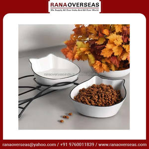 Juego de cuencos de cerámica para mascotas en forma de gato con elegante soporte de metal para alimentos, necesidades de agua, múltiples tamaños y opciones elegantes disponibles - Product Image 6