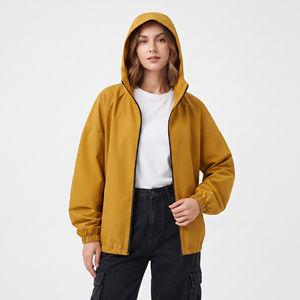 Veste coupe-vent à capuche pour femme, légère, respirante, fermeture éclair intégrale, 100% nylon, pour la course à pied, la randonnée, les occasions décontractées - Product Image 1