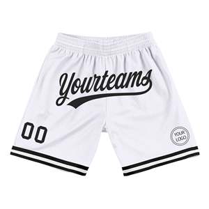 Shorts de basket-ball blancs personnalisés pour hommes, avec nom d'équipe sublimé, shorts de sport en mesh, vêtements de sport pour l'entraînement et la gym, avec poches - Product Image 1