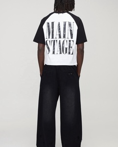 เสื้อยืดเบสบอลโอเวอร์ไซส์ผ้าวาฟเฟิลถักสีขาวอมน้ำตาล แขนสีดำ พิมพ์ลายกราฟิกสไตล์วินเทจบาโรกด้านหน้าและด้านหลัง ขายดีอันดับต้นๆ - Product Image 5