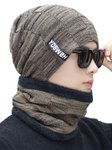 Unisex Acrylic Knit Beanie Scarf Set Star Pattern Winter Balaclava Hat <b>Neck</b> <b>Gaiter</b> for Outdoor Travel - Product Image 2
