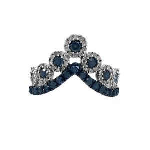 JEWELSPAARK Women's Classic 1.40 Ct Round Cut Natural Blue and White Diamond Engagement Wedding <b>Ring</b> 925 Sterling Silver - Product Image 1