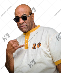 Camisa Universitaria Personalizada Alpha Phi Fraternity para Hombre, 200 Gramos, Patrón Sólido Bordado, 100% Algodón Transpirable, Estilo Hip Hop - Product Image 2