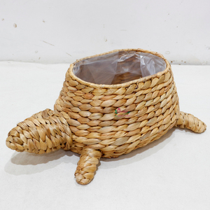 Panier en forme de tortue en jacinthe d'eau tissé à la main écologique, panier décoratif naturel pour la lessive et le stockage - Product Image 3