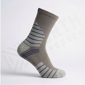 Crew <b>Socks</b> Men Women <b>Running</b> Athletic Sport Breathable Moisture Wicking Striped Gray Blue Summer <b>Compression</b> Support - Product Image 3