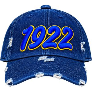หมวกเบสบอลปักลายปี 1922 สีน้ำเงินเข้มสำหรับผู้หญิง ทรงวินเทจ ขอบโค้ง ปรับขนาดได้ พร้อมหัวเข็มขัด สไตล์ลำลองแฟชั่น - Product Image 2