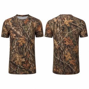 T-shirt en jersey camouflage à manches courtes pour homme, coupe classique, col rond, séchage rapide, 220g, impression numérique, polyester tricoté, vêtements décontractés - Product Image 1