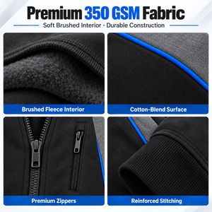 Custom Mens 360 GSM Lightweight 100% Polyester Fleece Winter Solid Eco-Friendly Tracksuit OEM Private Label Zip <b>Hoodie</b> Jogger - Product Image 6