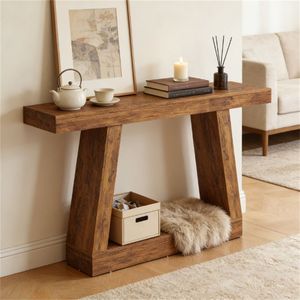 Consolle Marrone Scuro con Vano Portaoggetti per Ingresso o Corridoio, Ideale per Ufficio Domestico - Product Image 1