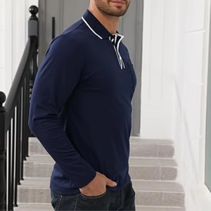 New Fashion Men's Anti-Wrinkle Jersey Fabric Casual <b>Long</b> <b>Sleeve</b> for <b>Shirts</b> with Stand-Up Collar - Product Image 2