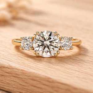 Delicate Luxury Fashion Women Platinum Wedding Jewelry IGI GIA Certified Lab Grown Round Cut <b>Three</b> Stone Engagement Promise Ring - Product Image 1
