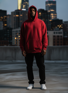 เสื้อฮู้ดดี้โอเวอร์ไซส์ผ้าฝ้ายแท้ 100% ทรงหนา ซักย้อมแบบแอซิดวอช สไตล์วินเทจ ขาดๆ แบบซันเฟด สำหรับผู้ชาย (OEM) - Product Image 2