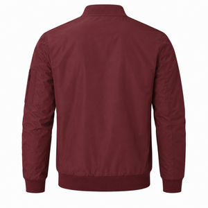 Blouson bomber à manches longues avec fermeture éclair, col montant, couleur unie, léger, en polyester, doublure en soie tissée, pour l'automne - Product Image 5