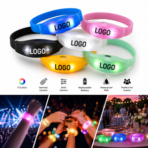 Pulseras LED con Logotipo Personalizado, 15 Colores, Pulseras de Silicona Luminosas con Control Remoto para Conciertos, Fiestas, Eventos, Discotecas - Product Image 1