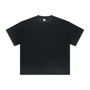T-shirt coupe boxy courte et ample en tissu épais, effet délavé soleil, personnalisé, vintage, délavé à l'acide pour homme - Product Image 1