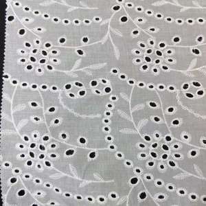 Tissu de robe en voile de coton blanc de luxe écologique brodé à l'œillet, garniture en dentelle large et douce, vente chaude - Product Image 3