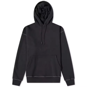 Sweat à capuche personnalisé en molleton 80% coton 20% polyester, surpiqûres contrastées, épaules tombantes, coupe oversize, avec cordon. - Product Image 3