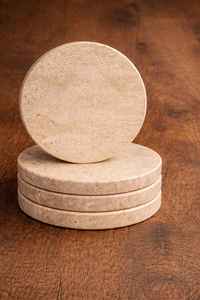 Posavasos minimalistas de piedra travertino, decoración natural para mesa, juego de 4 posavasos para bebidas - Product Image 3