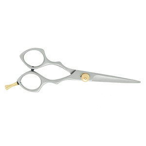 Stainless Steel <b>Barber</b> Scissors Silver Color Gold Adjustment Screw Sharp <b>Blade</b> Professional Hair Cutting Right-Handed Medium - Product Image 2