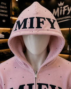 Nouveau sweat à capuche rose zippé en gros avec logo personnalisé imprimé, poche kangourou, sweat décontracté pour hommes - Product Image 5