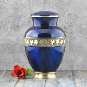 Modern Warm Gold <b>Textured</b> Cremation Urn with Metallic Finish for Dignified Memorial Display - Product Image 2