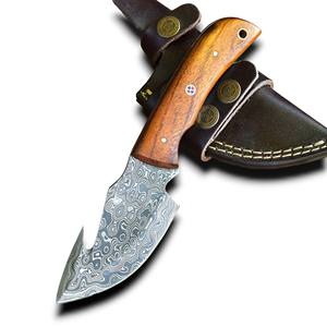 มีดสกินเนอร์ดามัสกัสทำมือสุดหรู ด้ามไม้พะยูงตามหลักสรีรศาสตร์ รับผลิตตามสั่ง ขายส่ง สำหรับตั้งแคมป์ ล่าสัตว์ ตกปลา พกพาสะดวก พร้อมปลอก - Product Image 1