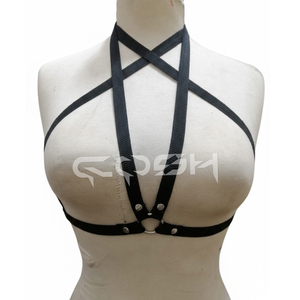 Arnés elástico para el cuerpo con pentagrama |   Arnés Negro con Tiras Estilo Bruja, Accesorio de Moda - Product Image 1