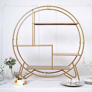 Gold Circular Metal <b>Cake</b> <b>Stand</b> <b>3</b> <b>Tier</b> Dessert Display Rack Reusable Hand Wash Only - Product Image 3