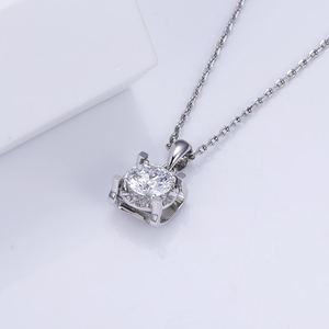 Collar con Colgante de Diamante Redondo Cultivado en Laboratorio, en Oro de 14K, Oro Rosa, Oro Blanco o Plata, Certificado IGI D-E-F - Product Image 4