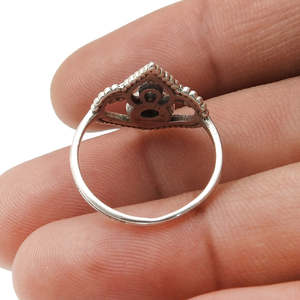 Solid 925 Sterling Silver <b>Ring</b> In Bohemian Style Handmade Round Cut <b>Labradorite</b> Vintage Jewelry Pretty Crown Design <b>Ring</b> - Product Image 3