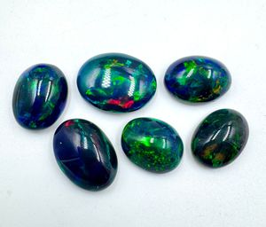 Opale de synthèse (créée en laboratoire) multi-feu, ovale, tailles assorties, cabochon, lot de pierres précieuses en vrac pour la fabrication de bijoux, K Gems EO-03 - Product Image 1