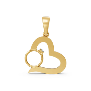 Anillo con Colgante de Diamante en Forma de Corazón, Diseño de 0.42CT, Diamante Cultivado en Laboratorio, Oro de 14K, Pavé, Regalo de Boda para Mujer, Joyería para Fiesta - Product Image 6