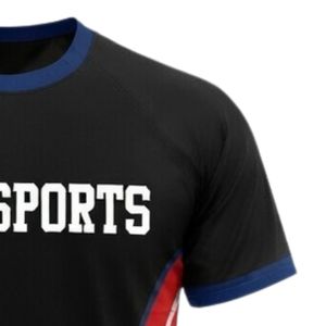 เสื้อเจอร์ซีย์เน็ตบอลแบบซับลิเมชั่นสีดำแดงสำหรับทุกเพศ โพลีเอสเตอร์ แขนสั้น ชุดกีฬา ชุดแข่งขัน ชุดฝึกซ้อม - Product Image 5