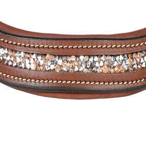 ที่คาดคิ้วหนังแท้สีดำและสีน้ำตาลฮาวาน่าพร้อมด้วยคริสตัลสีสันสดใสสายคาดคิ้วระยิบระยับสำหรับบังเหียน - Product Image 5