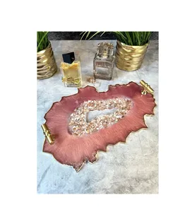 Plateaux de service en résine personnalisables avec motif végétal artisanal en métal pour les festivals, les fruits, les bonbons et la présentation de cadeaux - Product Image 1