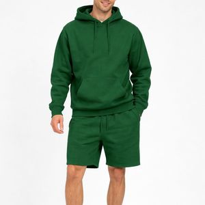 Ensemble court en molleton tricoté gris pour homme, ultra-doux, 100 % coton, avec cordon de serrage réglable, coupe décontractée, chaud et confortable - Product Image 2