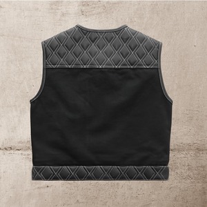 <b>Mens</b> <b>White</b> Diamond Quilted Leather Club <b>Vest</b> Biker Motorcycle Rider Waistcoat - Product Image 2