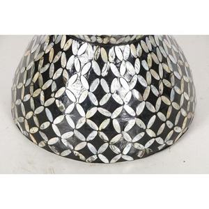 Black Quatrefoil Geometric Hourglass <b>Stools</b> Mother of Pearl Handcrafted Mosaic Small Side Table For Living Room <b>Bedroom</b> Decor - Product Image 4