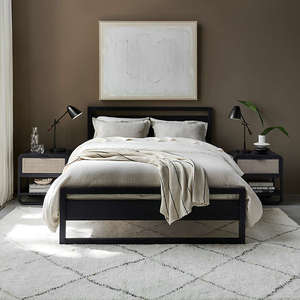 Modern Wooden <b>Platform</b> <b>Bed</b> <b>Frame</b> with Headboard – Minimalist Solid Wood Bedroom Furniture | Pindel Handicraft - Product Image 2
