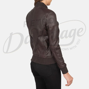 Women Burgundy Real <b>Leather</b> Bomber <b>Jacket</b> Slim Fit Premium Sheepskin Casual Winter Outerwear Fashionable Zip Up Coat - Product Image 2